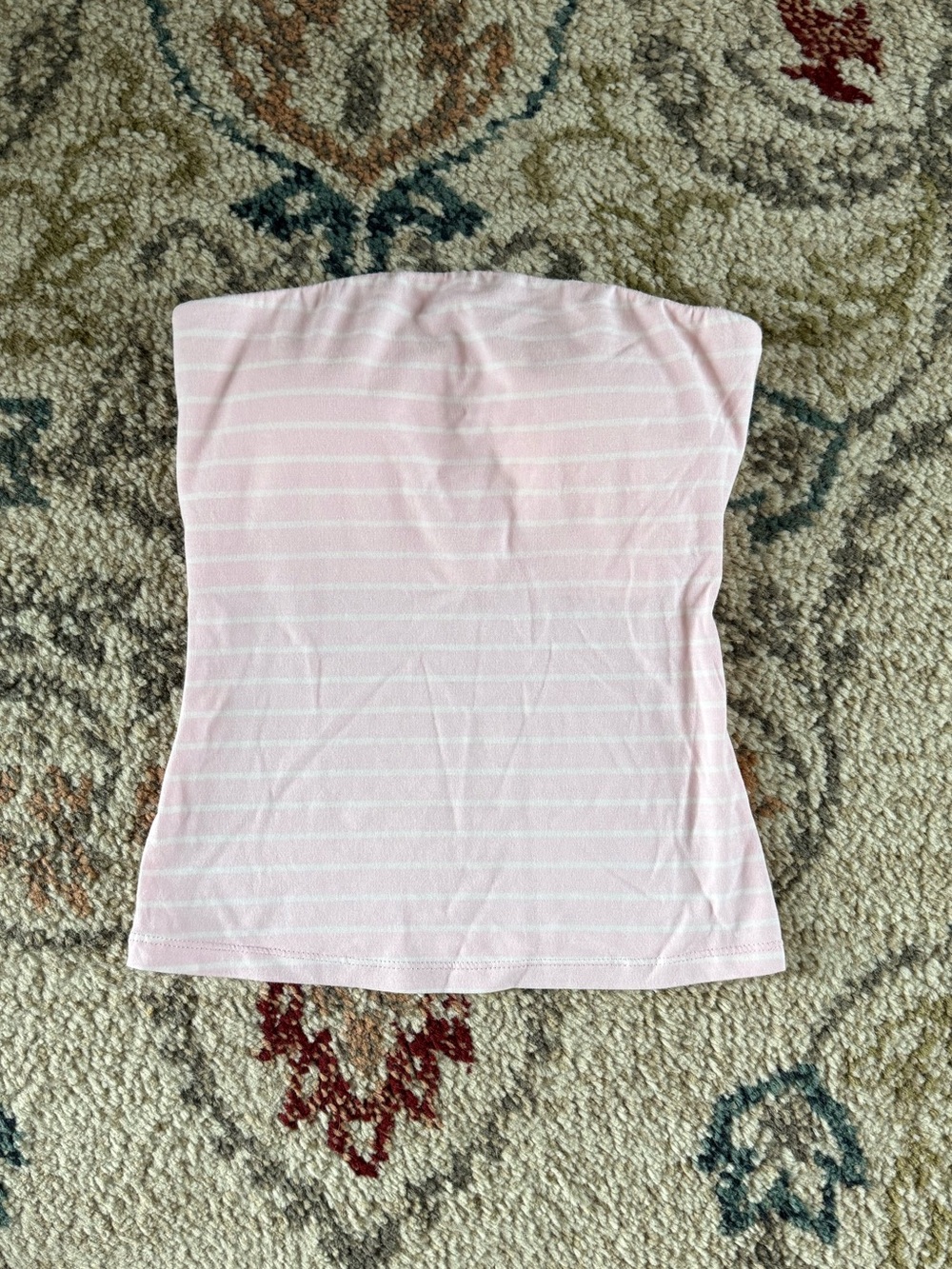 Women's Pink/White Stripes, Tube Top, Shelf Bra, Removable Pads